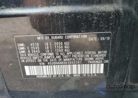 2020 Subaru Legacy 2.5I Limited из США, поврежденный, VIN 4S3BNAN65K3005287